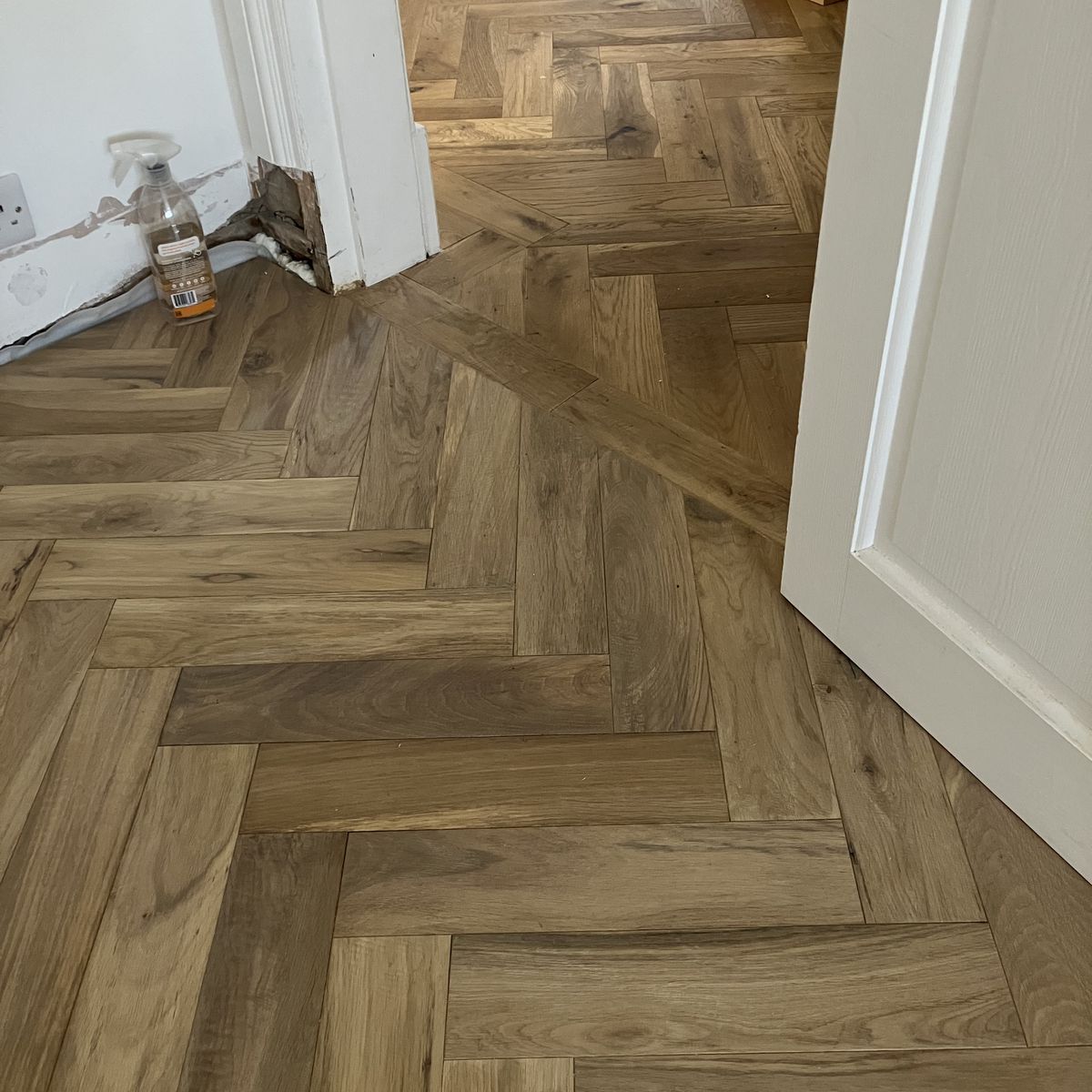 After: Herringbone Floor in a Bay-Window Room in Lanarkshire