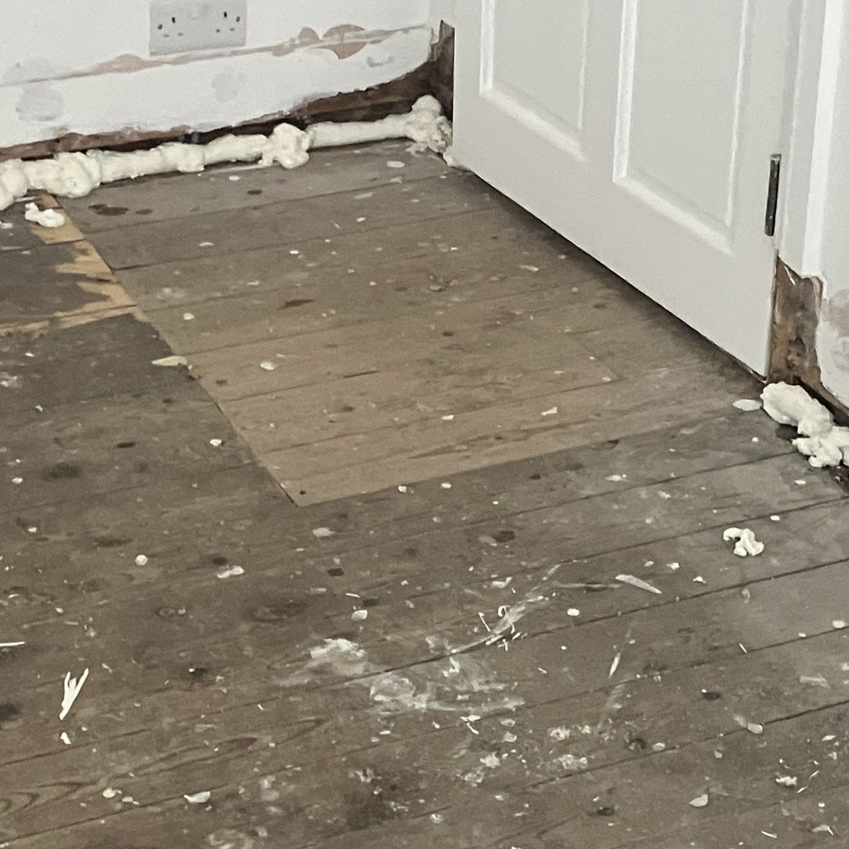 Before: Herringbone Floor in a Bay-Window Room in Lanarkshire
