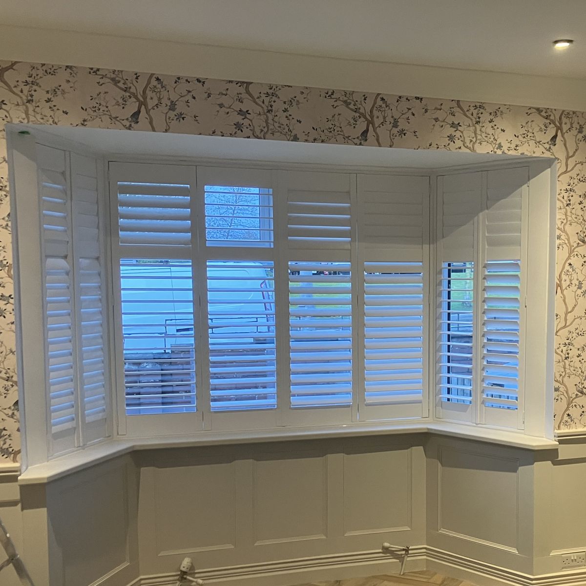 After: Living Room Panelling Round a Bay Window in Lanarkshire