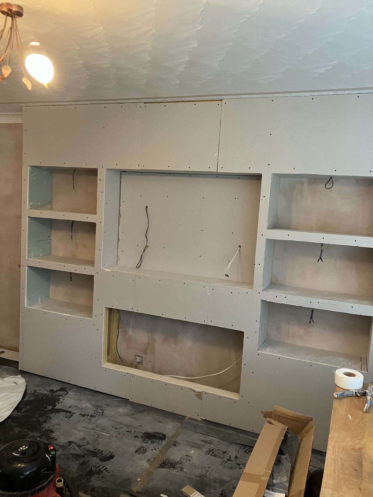 Media Wall with Electric Fire and Lit Shelves — gallery photo