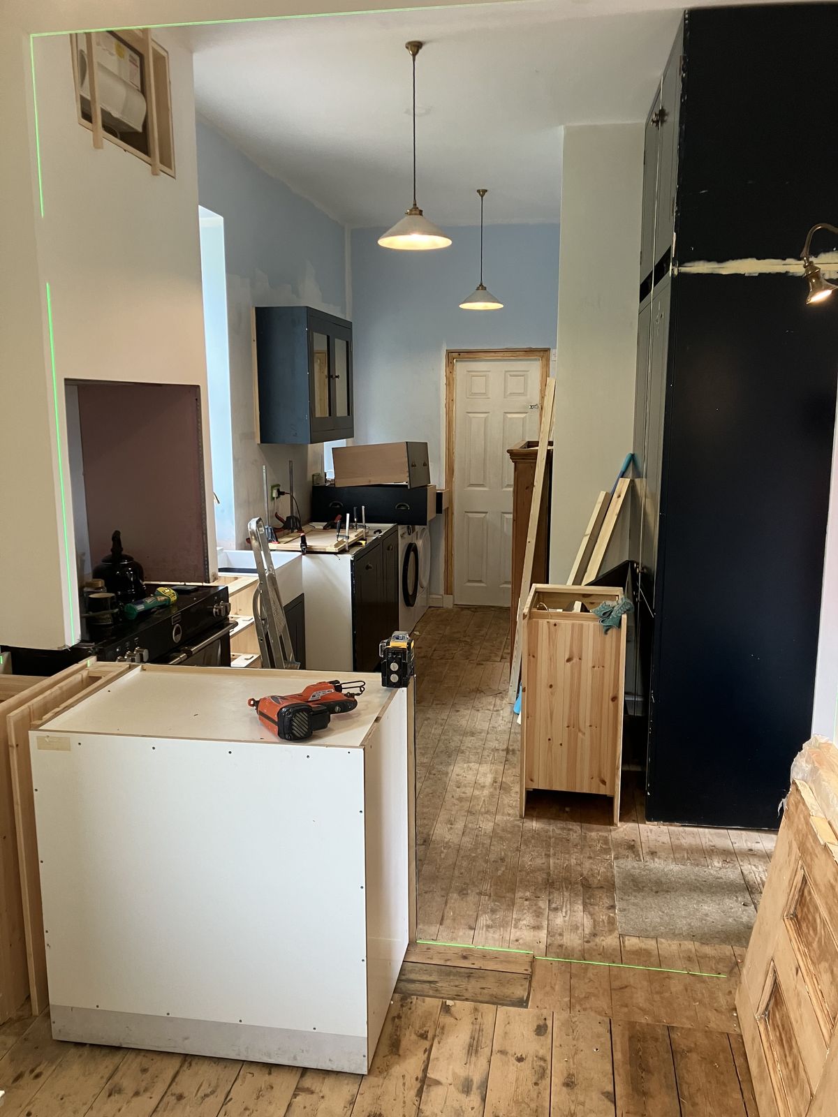 Navy Kitchen with Oak Worktops and a Belfast Sink — gallery photo