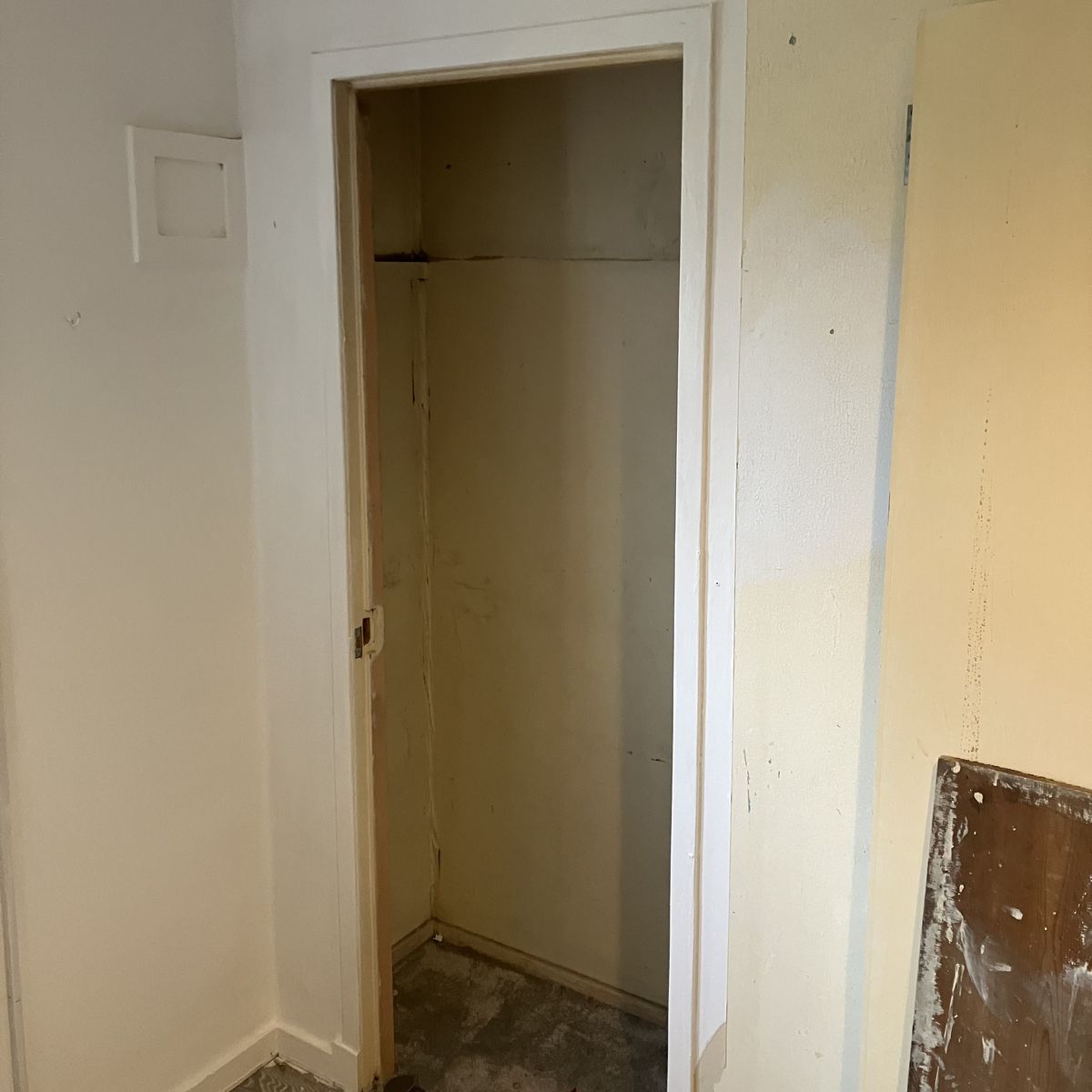 Before: Shelves and a Hanging Rail in a Built-In Cupboard in Lanarkshire