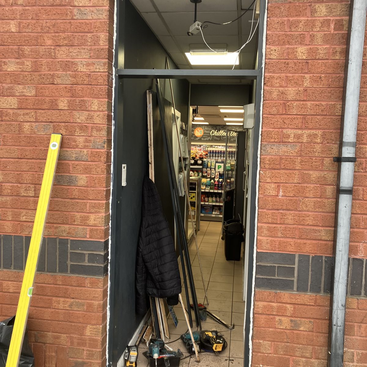 Before: Rear Fire Exit Door for a Shop in Lanarkshire