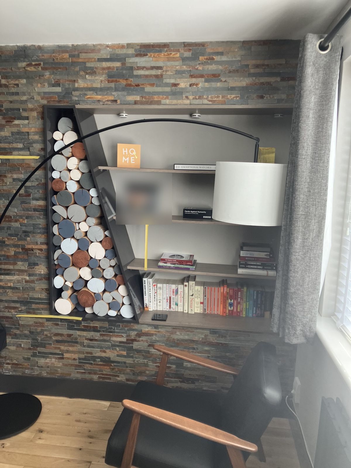 Slate-Effect Feature Wall with a Fire — gallery photo