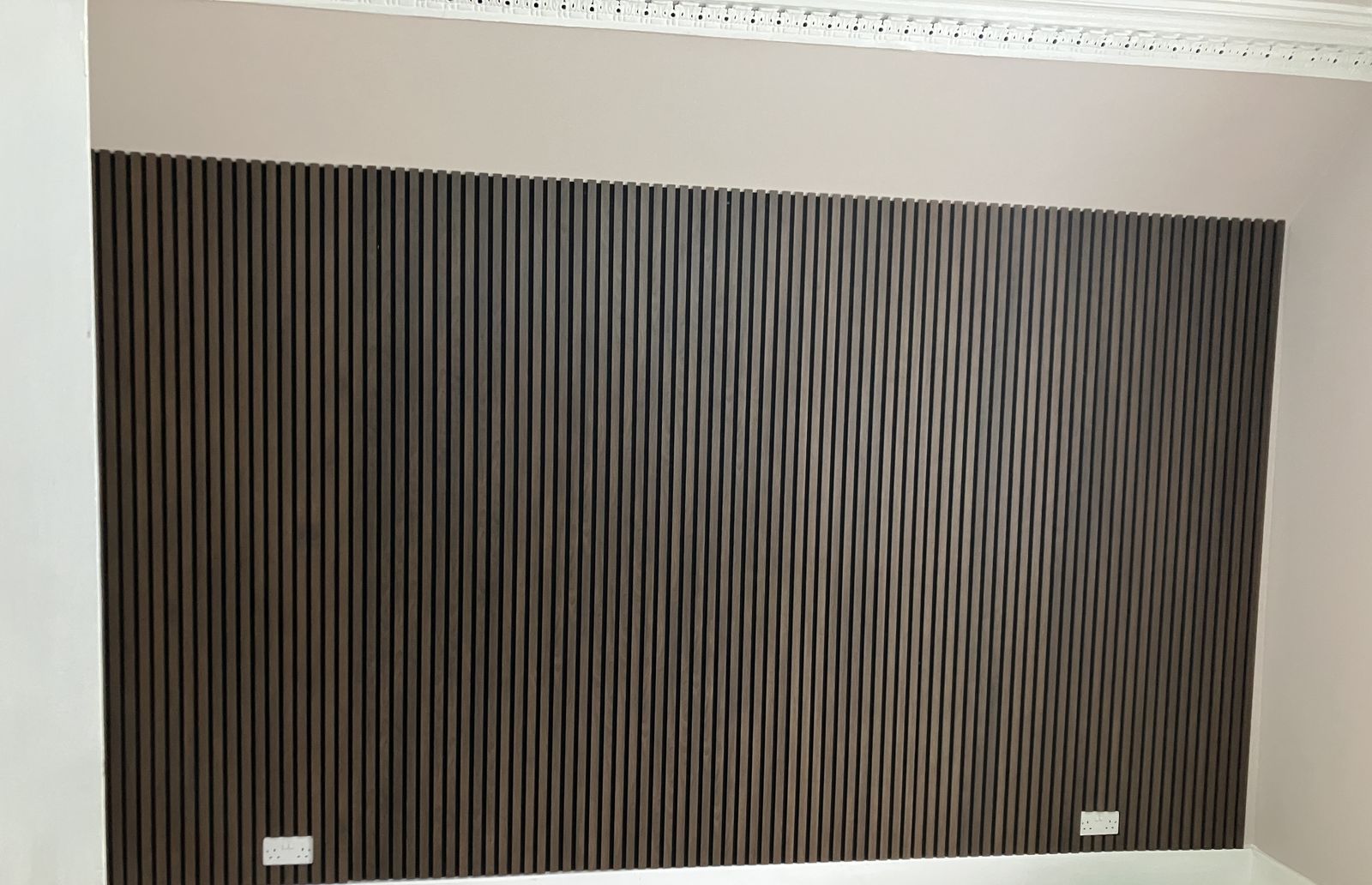 Slatted Acoustic Panel Feature Wall — finished work in Lanarkshire